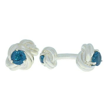 Elizabeth Jewelry Genuine Aquamarine Knot Cufflinks Brass 14Kt Rose Gold Plated 
